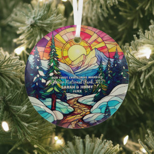 Ornement En Verre Décor de Noël Rocky Mountain Colorado Marié