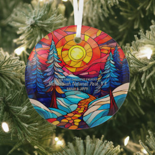 Ornement En Verre Décor de Noël Shenandoah Virginia Engagé Couple