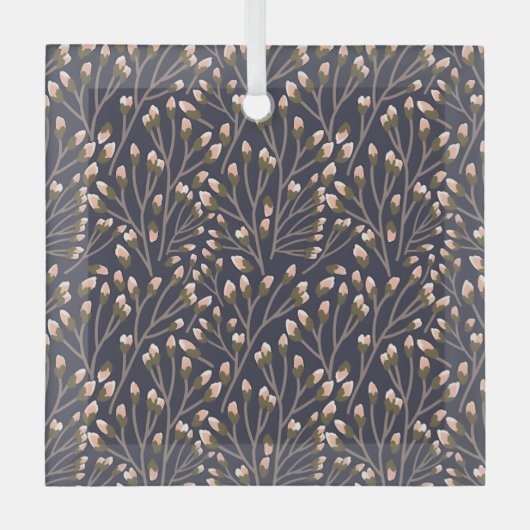 Ornement En Verre Delicate Pink Buds on Brown Branches (Recto)