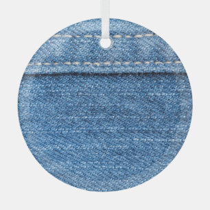 Ornement En Verre Dénim Bleu : Jeans Classique Texture.