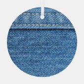 Ornement En Verre Dénim Bleu : Jeans Classique Texture. (Verso)