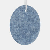 Ornement En Verre Dénim bleu lavement acide, texture de gros plan. (Avant droite)