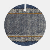 Ornement En Verre Denim Blue Jeans : Décontracté Double Patch (Verso)