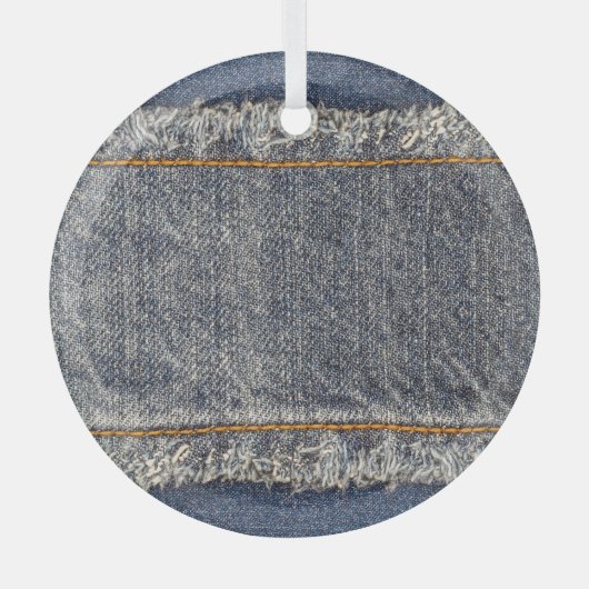 Ornement En Verre Denim Blue Jeans : Décontracté Double Patch (Recto)