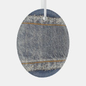 Ornement En Verre Denim Blue Jeans : Décontracté Double Patch (Avant droite)