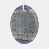 Ornement En Verre Denim Blue Jeans : Décontracté Double Patch (Avant gauche)