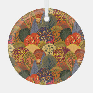 Ornement En Verre Des arbres d'automne stylisés, des motifs de forêt