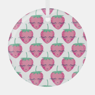 Ornement En Verre Des fraises endormies, mignonnes motifs.