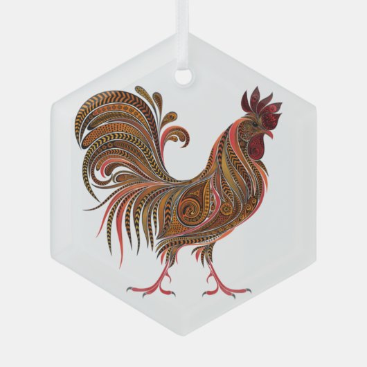 Ornement En Verre Design d'art graphique Gaphic Rooster (Recto)