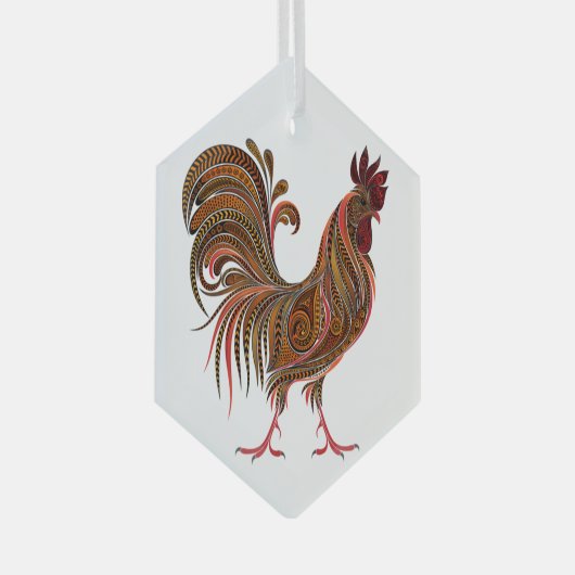 Ornement En Verre Design d'art graphique Gaphic Rooster (Avant droite)