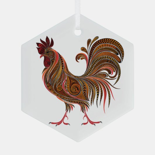 Ornement En Verre Design d'art graphique Gaphic Rooster (Verso)