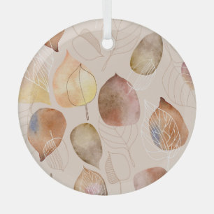Ornement En Verre Design d'automne de feuille d'aquarelle graphique