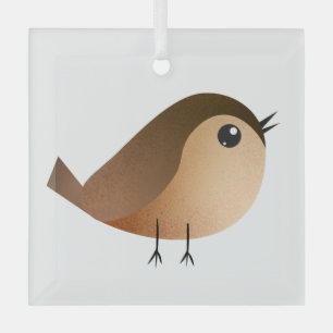 Ornement En Verre Dessin animé d'un oiseau moineau mignon