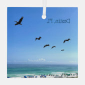 Ornement En Verre Destin Florida Beach Pélicans Noël (Verso)