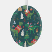 Ornement En Verre Dinosaur T-Rex : Nouvel An de Noël. (Avant droite)