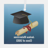 Ornement En Verre Diplôme Mortarboard et Diplôme (Verso)