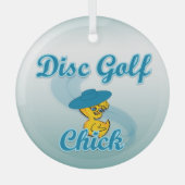 Ornement En Verre Disc Golf Chick #3 (Recto)