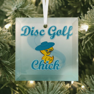 Ornement En Verre Disc Golf Chick #3