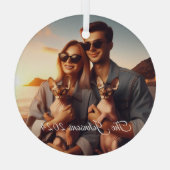 Ornement En Verre do-it-yourself Personnalisé Sphynx Chat Famille An (Verso)