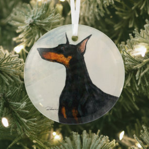 Ornement En Verre Doberman par Hevener