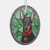 Ornement En Verre Doberman Pinscher Vitrail Noël (Avant droite)