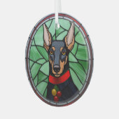Ornement En Verre Doberman Pinscher Vitrail Noël (Avant gauche)