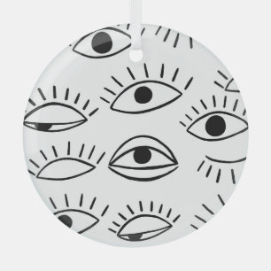 Ornement En Verre Doodle eye, motif créatif sans couture.