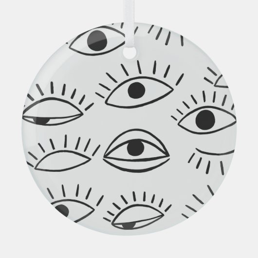 Ornement En Verre Doodle eye, motif créatif sans couture. (Recto)