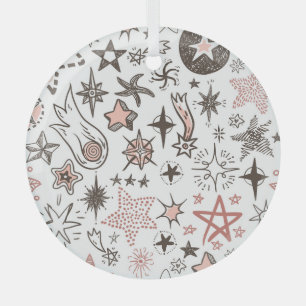 Ornement En Verre Doodles cosmiques : Étoiles et comètes