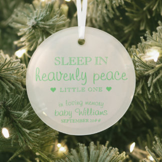 Ornement En Verre Dormir dans la paix céleste Mint Baby Loss souveni