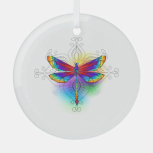 Ornement En Verre Dragonfly en arc-en-ciel