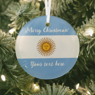 Ornement En Verre Drapeau argentin verre ornement arbre de Noël