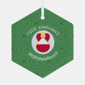 Ornement En Verre Drapeau autrichien Noël Ange Nom Année Hexagon (Verso)