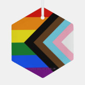 Ornement En Verre Drapeau de fierté Progress Pride de SlipperyJoe si (Verso)