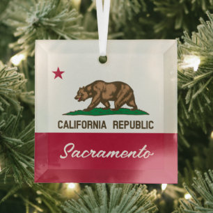 Ornement En Verre Drapeau de la République de Californie à Sacrament