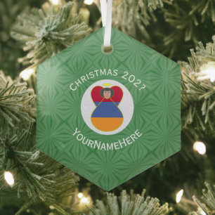 Ornement En Verre Drapeau de Noël ange arménien personnalisé