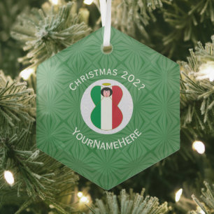 Ornement En Verre Drapeau de Noël ange italien personnalisé