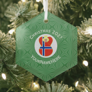 Ornement En Verre Drapeau de Noël ange norvégien personnalisé