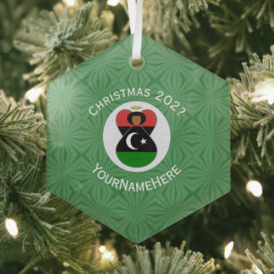 Ornement En Verre Drapeau de Noël de l'ange libyen Personnalisé