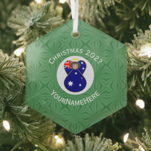 Ornement En Verre Drapeau de Noël personnalisé d'ange australien