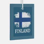 Ornement En Verre Drapeau Finlande (Avant droite)