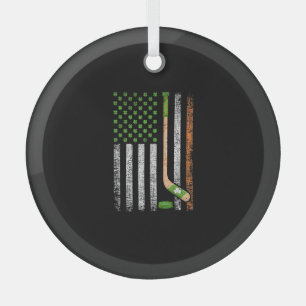Ornement En Verre Drapeau irlandais États-Unis Leprechaun Lucky Hock