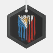 Ornement En Verre Drapeau mi-américain mi-philippin Philippines (Recto)