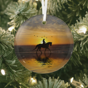 Ornement En Verre Dressage Rider sur la plage