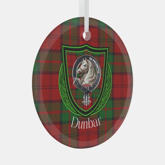 Ornement En Verre Dunbar Scottish Clan Tartan & Crest (Avant droite)