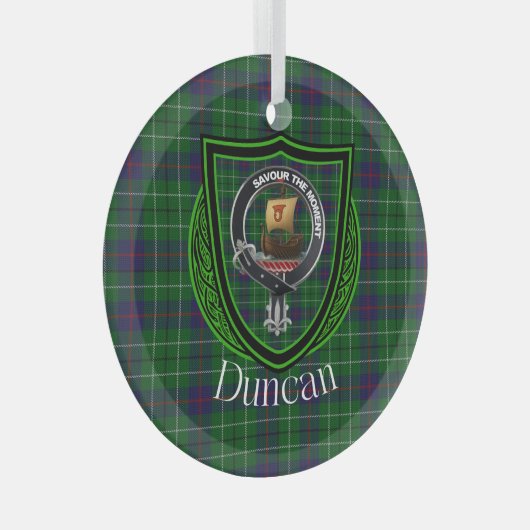 Ornement En Verre Duncan Scottish Clan Tartan & Crest (Avant droite)