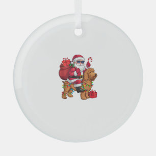 Ornement En Verre Éclairage de Noël Père Noël équitation Goldendoodl