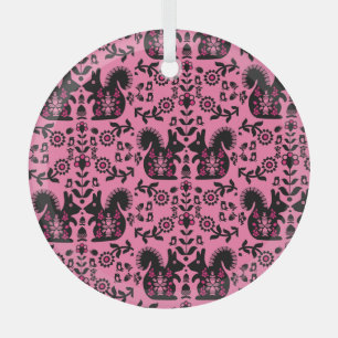 Ornement En Verre Écureuil Nordic Scandinave Folk Art