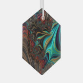 Ornement En Verre Effet 3-D Turquoise Surreal Twist Fractal Double H (Avant droite)