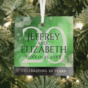 Ornement En Verre Élégant 20e anniversaire de Mariage d'émeraude